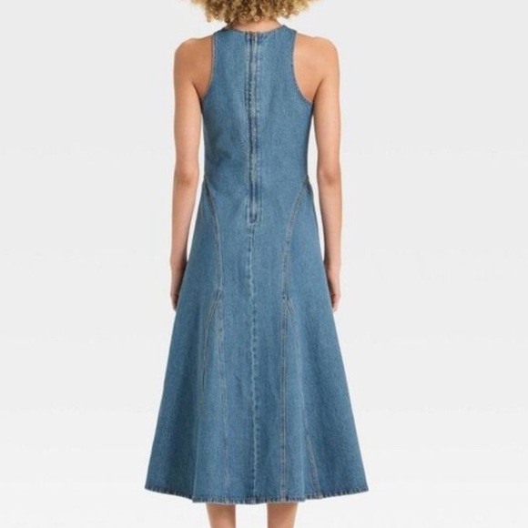 NWOT Racerback Denim Midi A-Line Dress - Future Collective sz16 - Picture 2 of 3